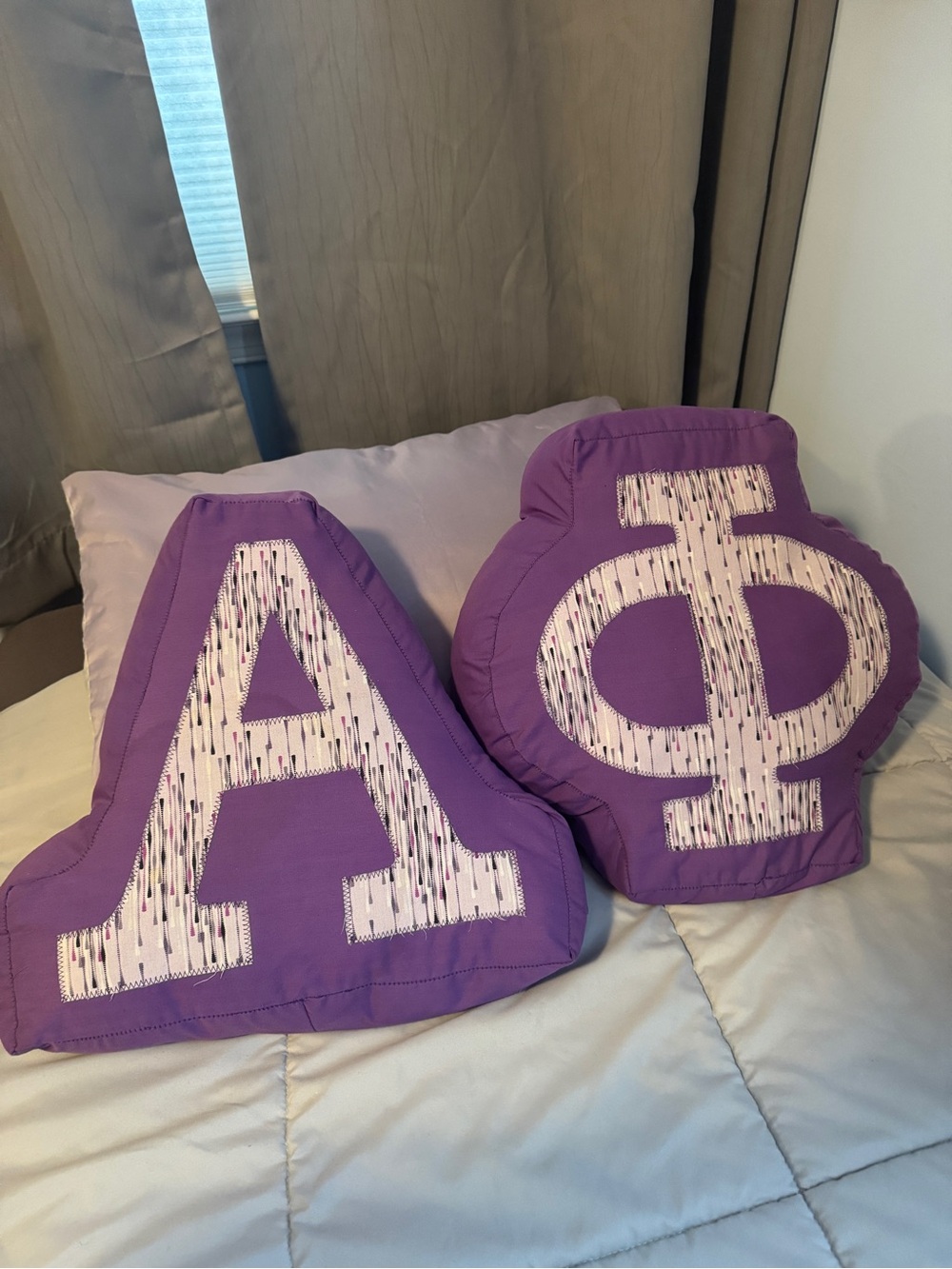 Alpha Phi Purple Letter Accent Pillows
